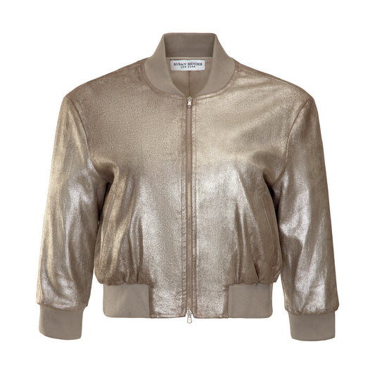 Short Sleeve Bomber-Taupe Quartz