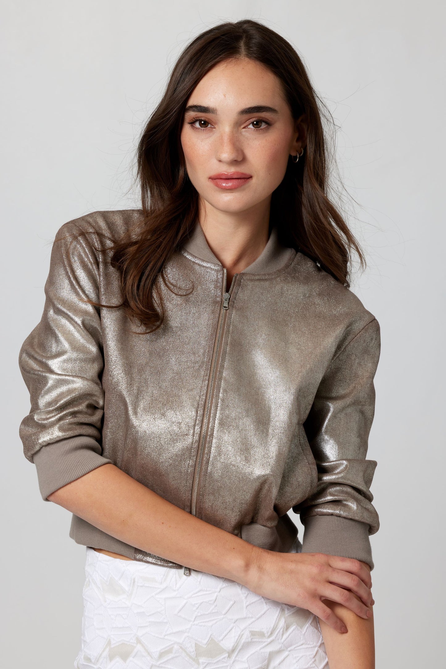 Short Sleeve Bomber-Taupe Quartz