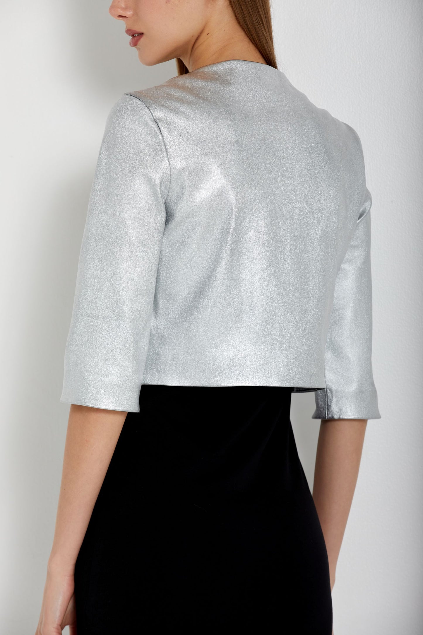 Cropped Cardigan-Silver