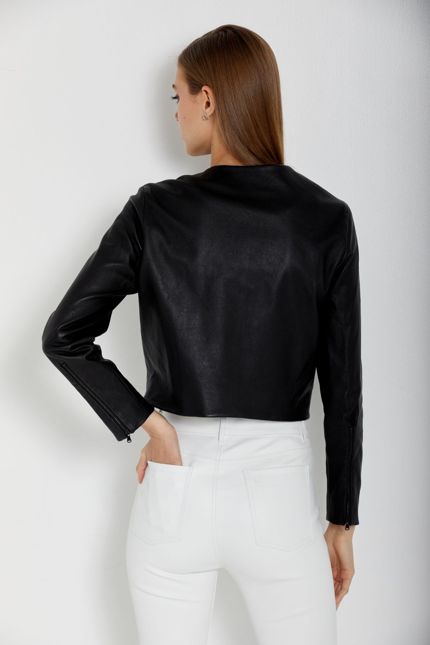 Long Sleeve Cropped Cardigan-Black