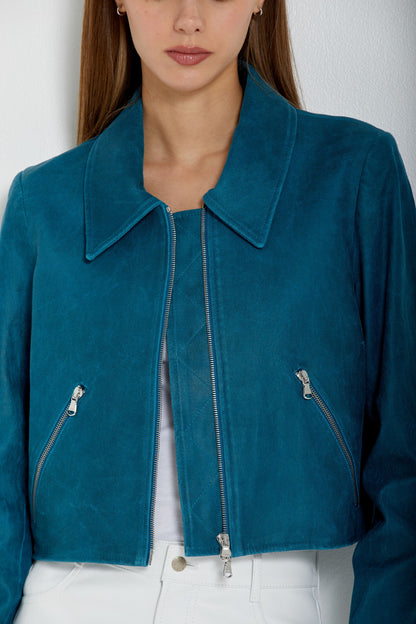 Relaxed Flight Jacket-Teal