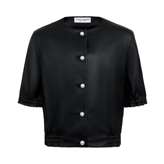 Leather Sweater - Black