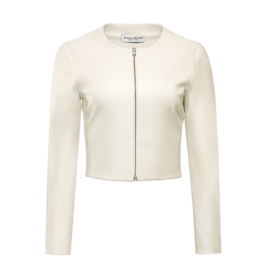 Long Sleeve Cropped Cardigan-Ivory