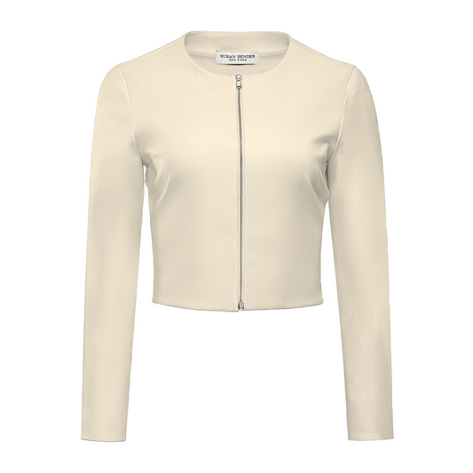 Long Sleeve Cropped Cardigan-Latte
