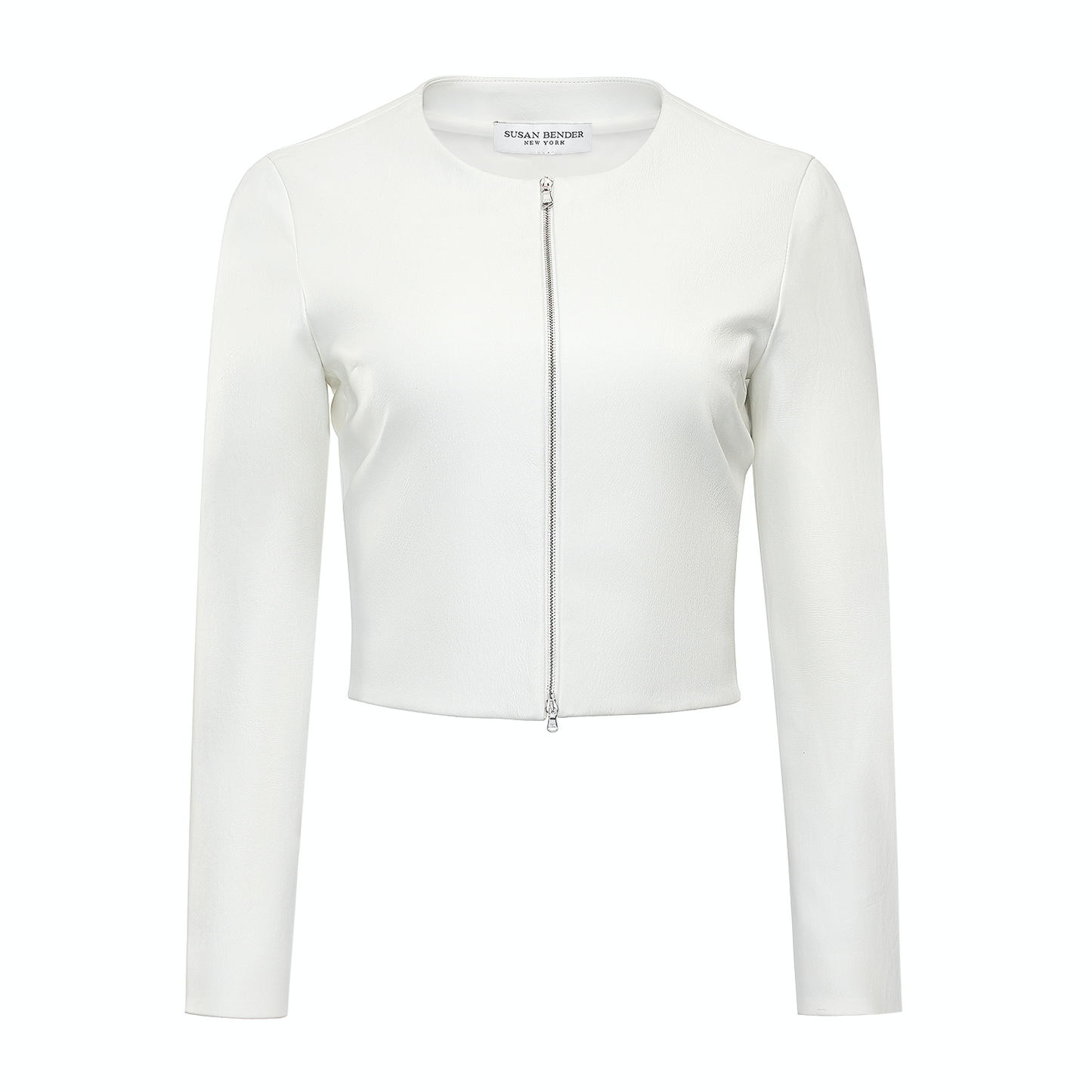Long Sleeve Cropped Cardigan-White