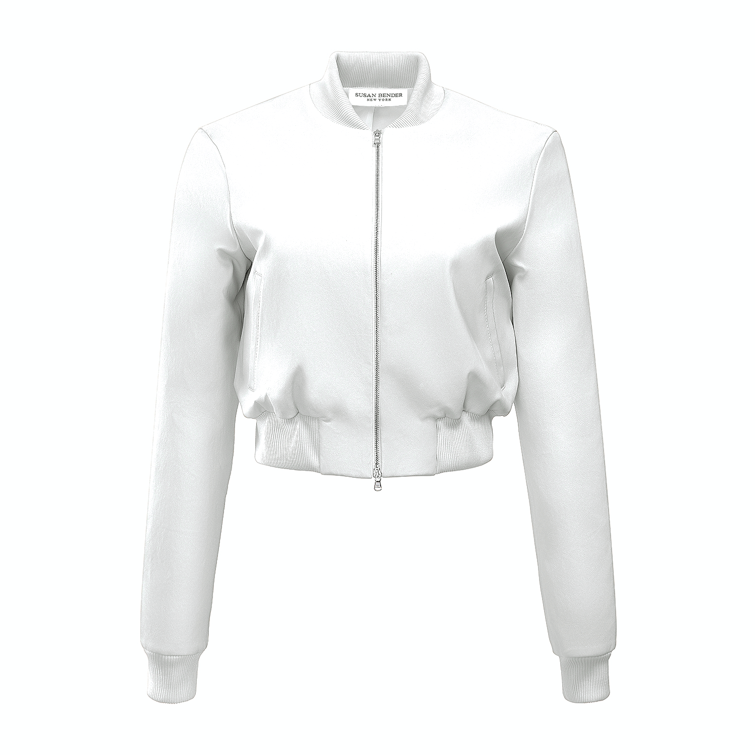 Long Sleeve Bomber-White – Susan Bender Long Sleeve Bomber-White – Susan Bender