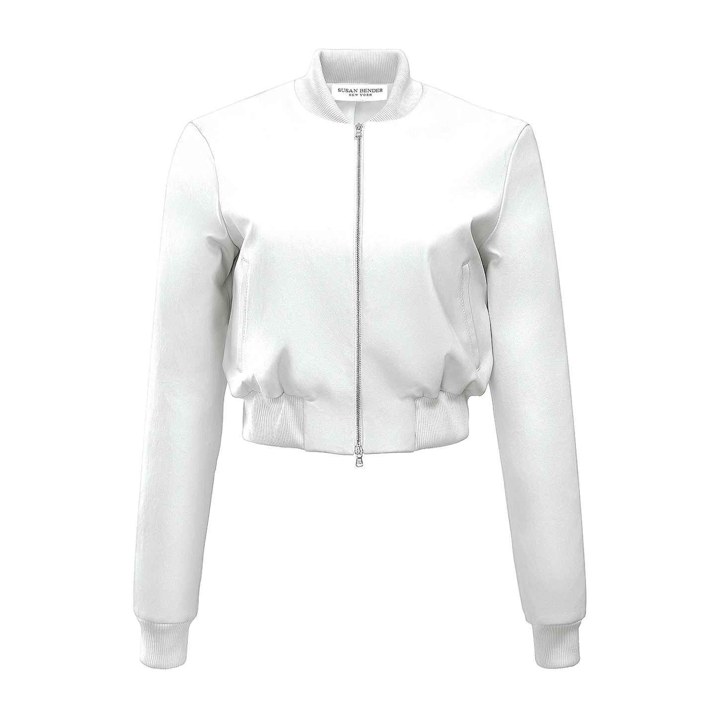 Long Sleeve Bomber-White