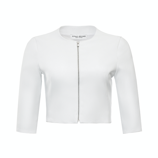 Cropped Cardigan-White