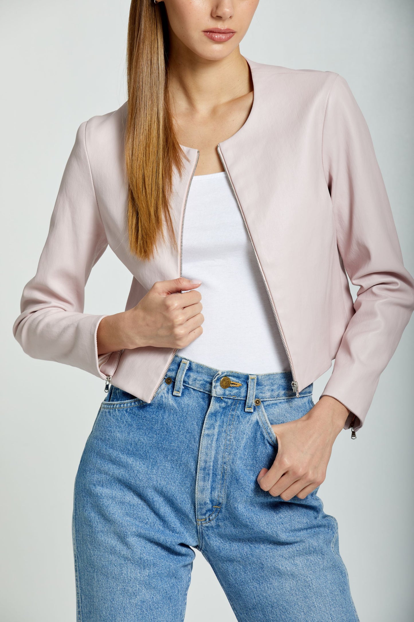 Long Sleeve Cropped Cardigan-Pink