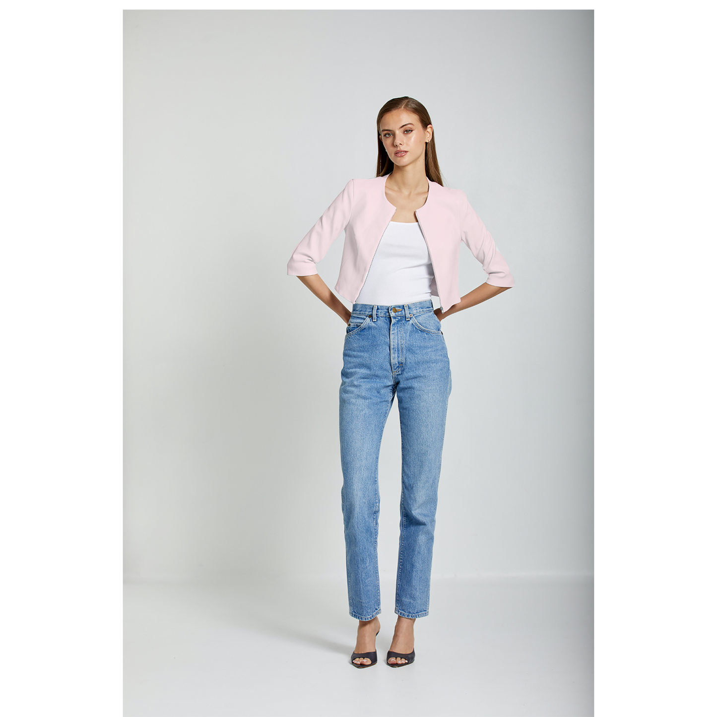 Cropped Cardigan-Pale Pink