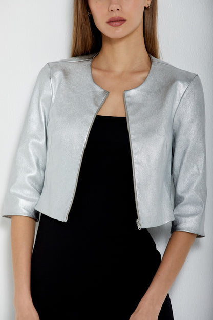 Cropped Cardigan-Silver