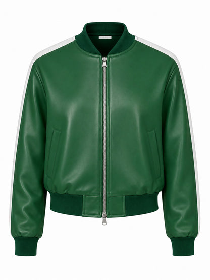 Long Sleeve Bomber - Emerald Green
