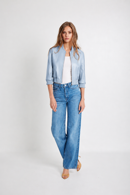 Short Sleeve Bomber - Aerie Blue