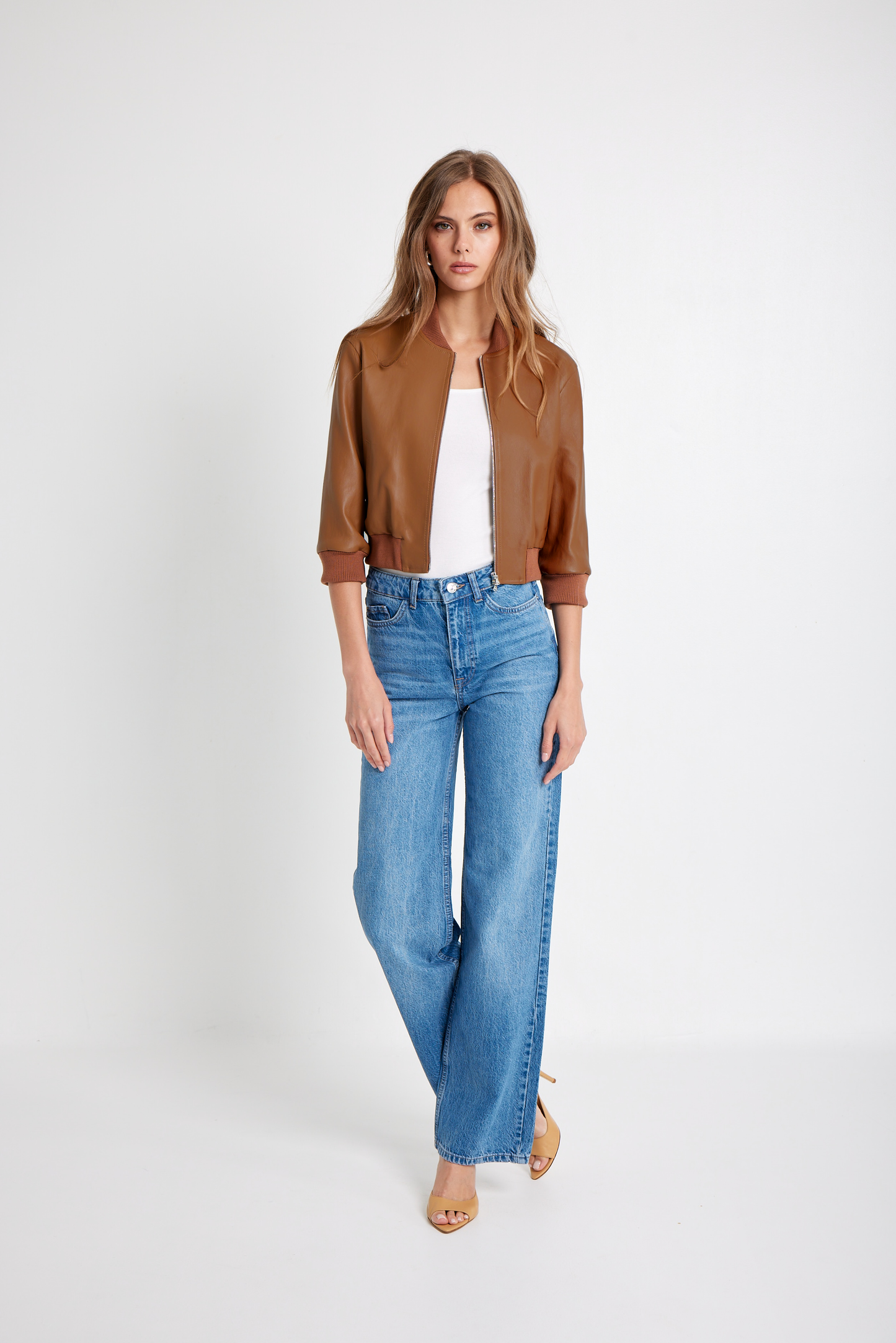 Short Sleeve Bomber - Cognac